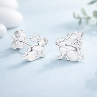 925 Silver Bunny Studs - Cute Animal Jewelry Gift for Women
