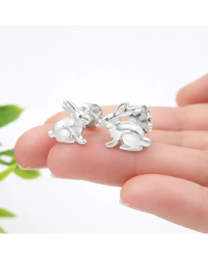 925 Silver Bunny Studs - Cute Animal Jewelry Gift for Women