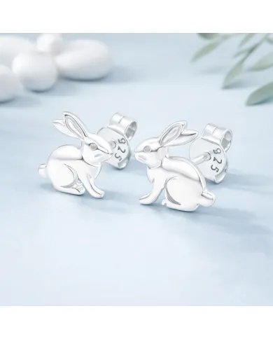 925 Silver Bunny Studs - Cute Animal Jewelry Gift for Women