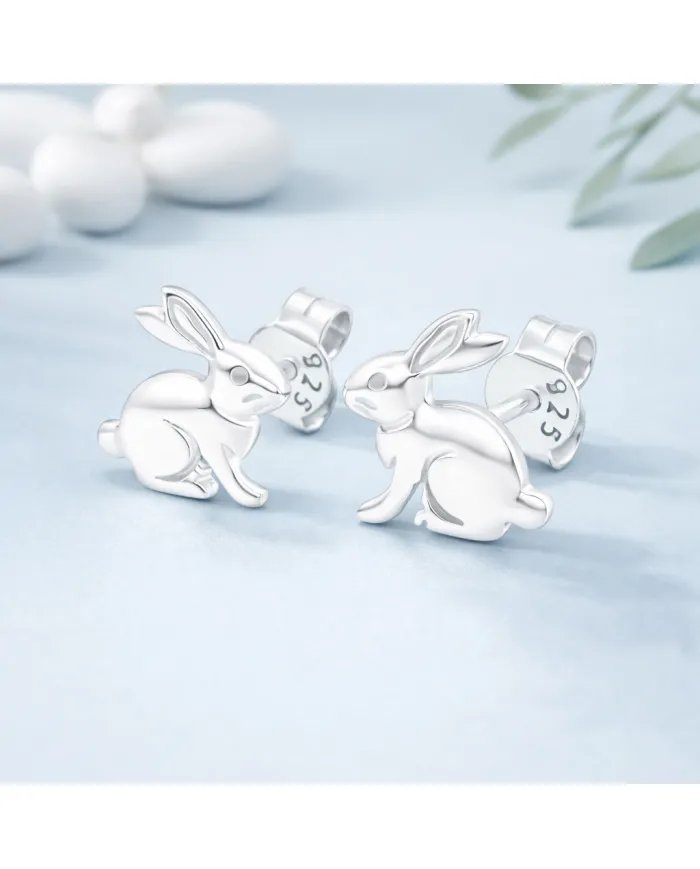 925 Silver Bunny Studs - Cute Animal Jewelry Gift for Women