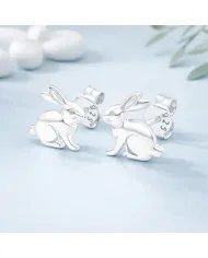 925 Silver Bunny Studs - Cute Animal Jewelry Gift for Women