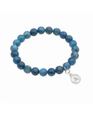 Apatite Beads Bracelet - A Charm 925 Silver Personalised Initial