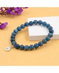 Apatite Beads Bracelet - A Charm 925 Silver Personalised Initial