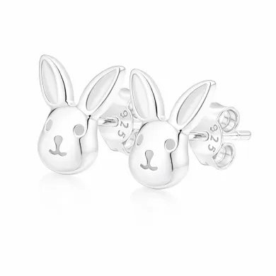 925 Sterling Silver Bunny Studs – Cute Animal Jewelry for Women