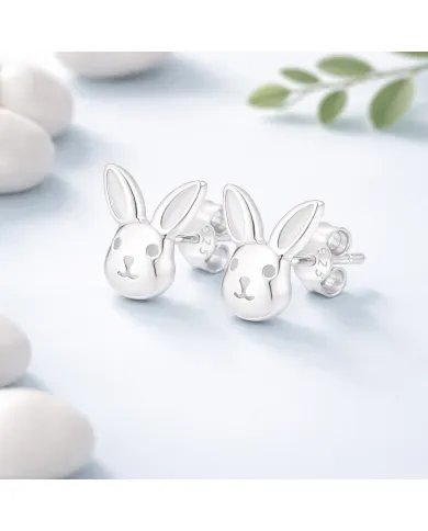 925 Sterling Silver Bunny Studs – Cute Animal Jewelry for Women