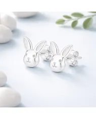 925 Sterling Silver Bunny Studs – Cute Animal Jewelry for Women