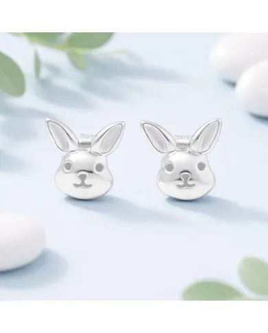 925 Sterling Silver Bunny Studs – Cute Animal Jewelry for Women