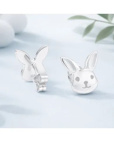 925 Sterling Silver Bunny Studs – Cute Animal Jewelry for Women