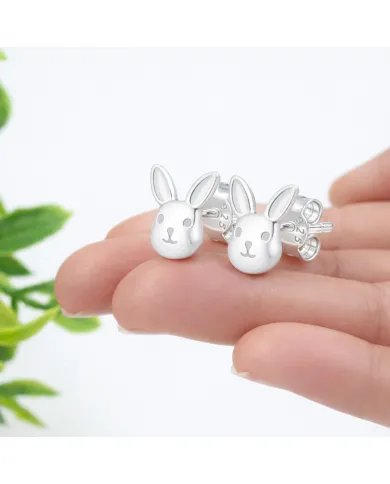 925 Sterling Silver Bunny Studs – Cute Animal Jewelry for Women