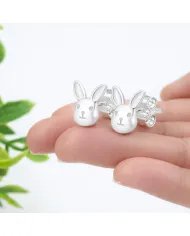 925 Sterling Silver Bunny Studs – Cute Animal Jewelry for Women