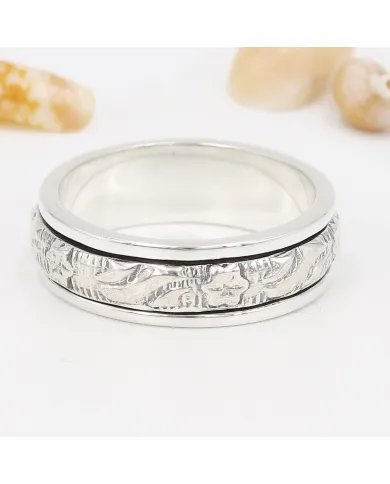 Designer Spinner Ring - 925 Silver Fidget & Stress Relief Band Jewelry