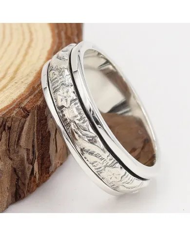 Designer Spinner Ring - 925 Silver Fidget & Stress Relief Band Jewelry