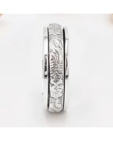 Designer Spinner Ring - 925 Silver Fidget & Stress Relief Band Jewelry