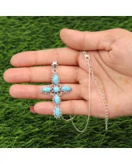 Arizona Turquoise Cross Pendant Necklace | 925 Sterling Silver Gift