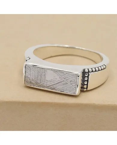 Meteorite Ring - 925 Sterling Silver Handmade Unique Design Jewelry