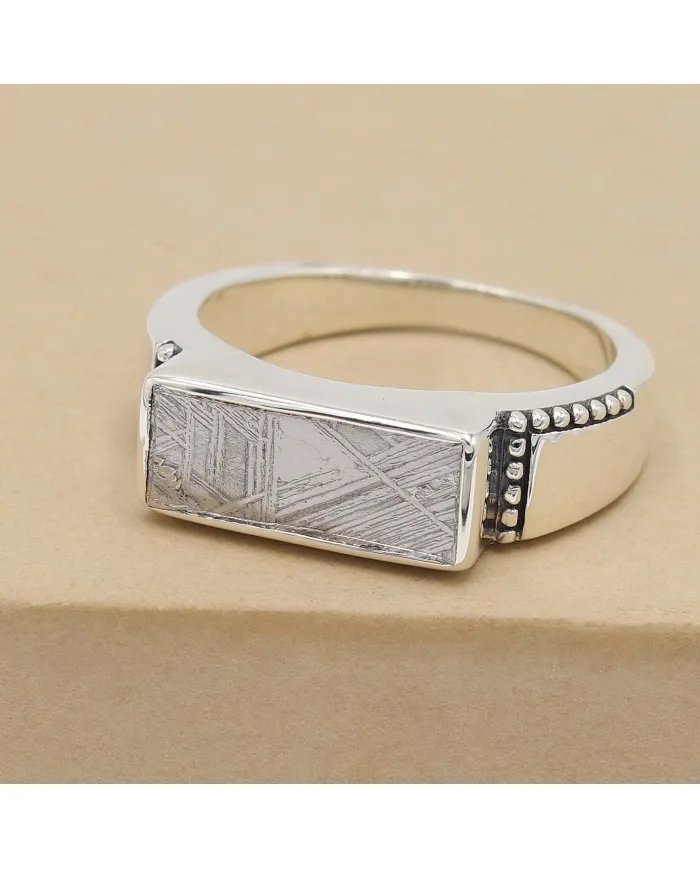 Meteorite Ring - 925 Sterling Silver Handmade Unique Design Jewelry
