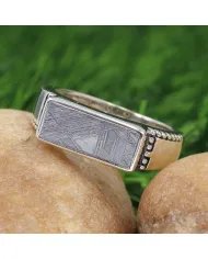 Meteorite Ring - 925 Sterling Silver Handmade Unique Design Jewelry