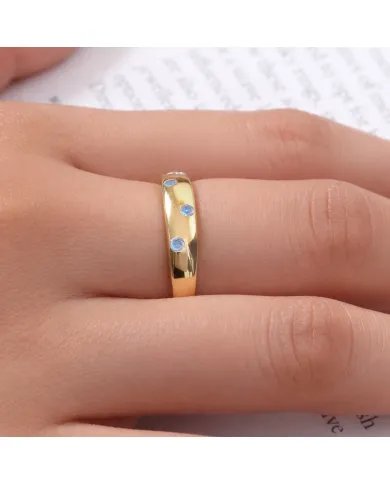 Rainbow Moonstone Eternity Band Ring - Handmade Gold Plated Silver Jewelry