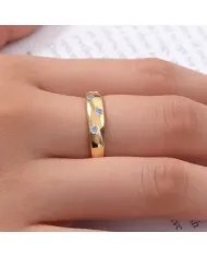 Rainbow Moonstone Eternity Band Ring - Handmade Gold Plated Silver Jewelry