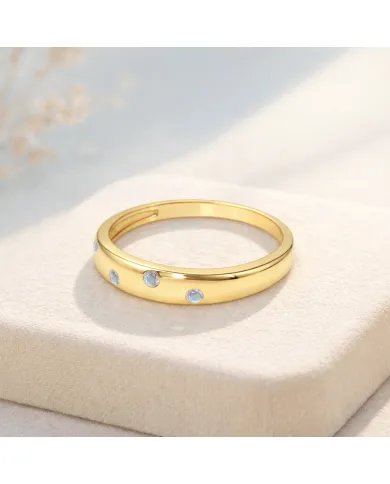 Rainbow Moonstone Eternity Band Ring - Handmade Gold Plated Silver Jewelry