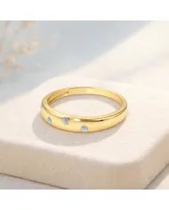 Rainbow Moonstone Eternity Band Ring - Handmade Gold Plated Silver Jewelry