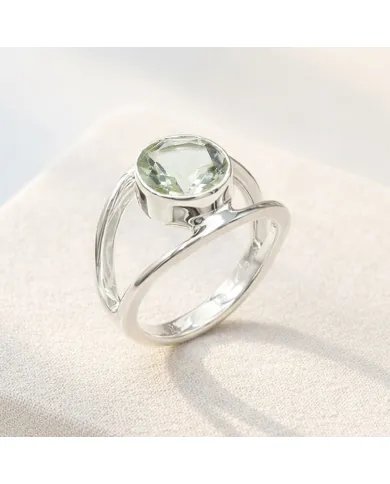 Green Amethyst Ring - 925 Sterling Silver Handmade Gemstone Jewelry
