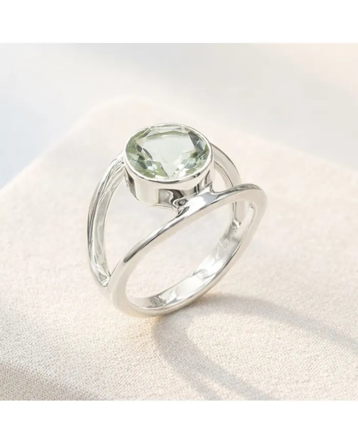 Green Amethyst Ring - 925 Sterling Silver Handmade Gemstone Jewelry