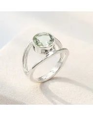 Green Amethyst Ring - 925 Sterling Silver Handmade Gemstone Jewelry