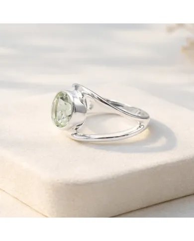 Green Amethyst Ring - 925 Sterling Silver Handmade Gemstone Jewelry
