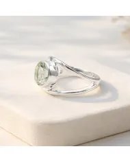 Green Amethyst Ring - 925 Sterling Silver Handmade Gemstone Jewelry