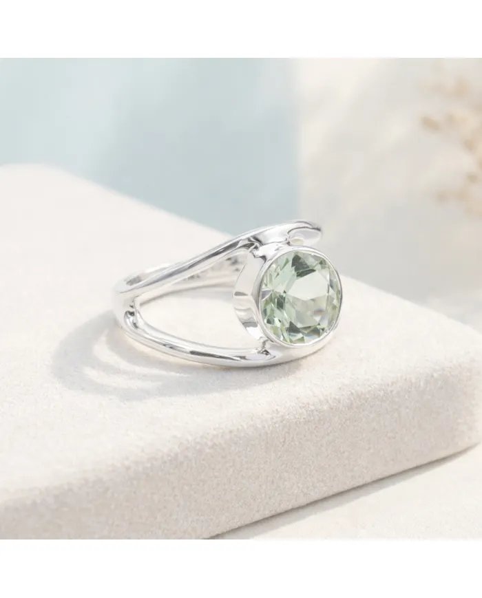 Green Amethyst Ring - 925 Sterling Silver Handmade Gemstone Jewelry
