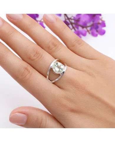 Green Amethyst Ring - 925 Sterling Silver Handmade Gemstone Jewelry