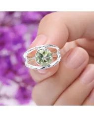 Green Amethyst Ring - 925 Sterling Silver Handmade Gemstone Jewelry