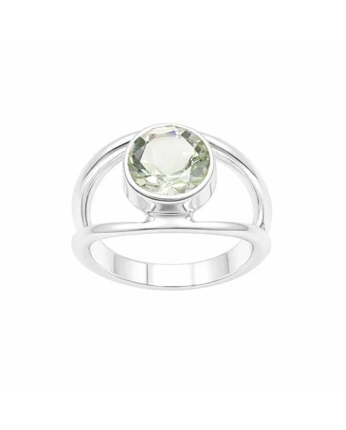Green Amethyst Ring - 925 Sterling Silver Handmade Gemstone Jewelry