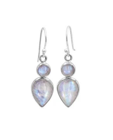 Rainbow Moonstone Teardrop Dangle Earrings – 925 Sterling Silver Jewelry