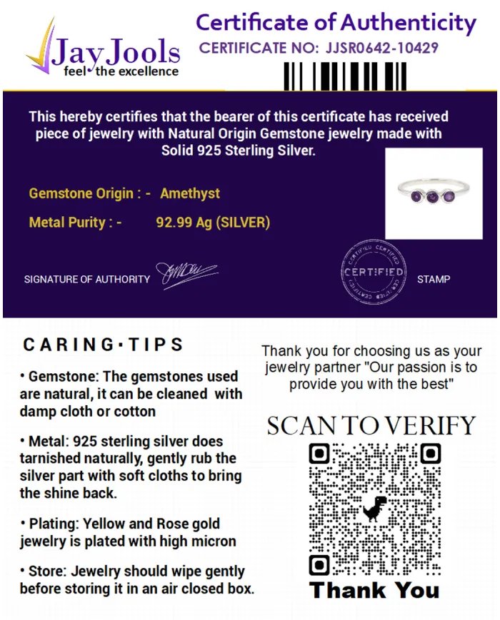 Genuine Amethyst Ring – Handmade 925 Sterling Silver Unique Jewelry
