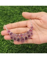 Amethyst Necklace Set - 925 Silver Handmade Purple Gemstone Jewelry