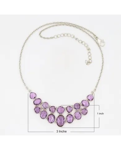 Amethyst Necklace Set - 925 Silver Handmade Purple Gemstone Jewelry