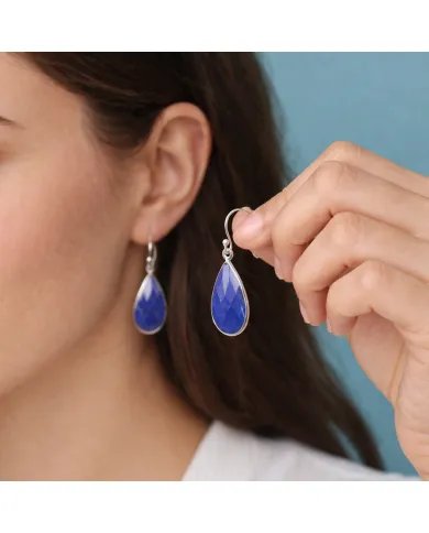 Lapis Lazuli Earrings in 925 Sterling Silver – Handmade Gemstone Jewelry