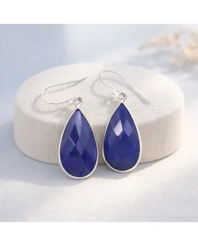 Lapis Lazuli Earrings in 925 Sterling Silver – Handmade Gemstone Jewelry