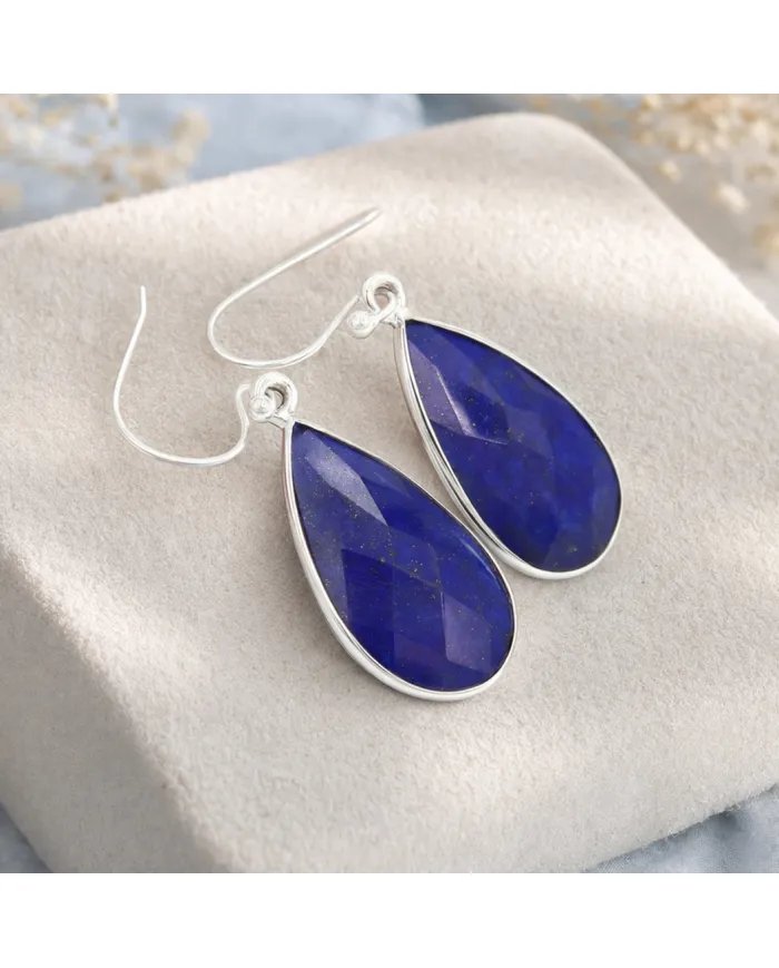 Lapis Lazuli Earrings in 925 Sterling Silver – Handmade Gemstone Jewelry