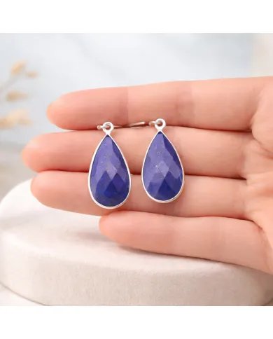 Lapis Lazuli Earrings in 925 Sterling Silver – Handmade Gemstone Jewelry