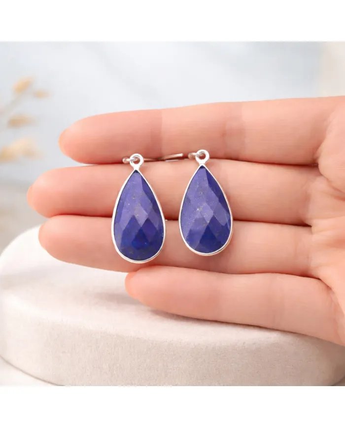Lapis Lazuli Earrings in 925 Sterling Silver – Handmade Gemstone Jewelry