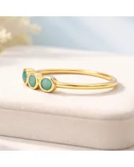 18K Gold Plated Emerald Ring, Half Eternity Band 925 Silver Jewelry