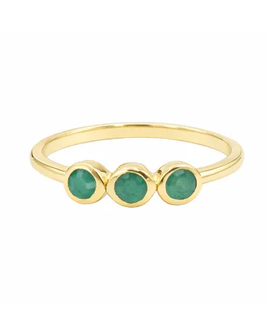 18K Gold Plated Emerald Ring, Half Eternity Band 925 Silver Jewelry