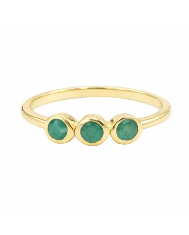 Emerald Gemstone Half Eternity Band Ring - 925 Silver Gold Plated Jewelry