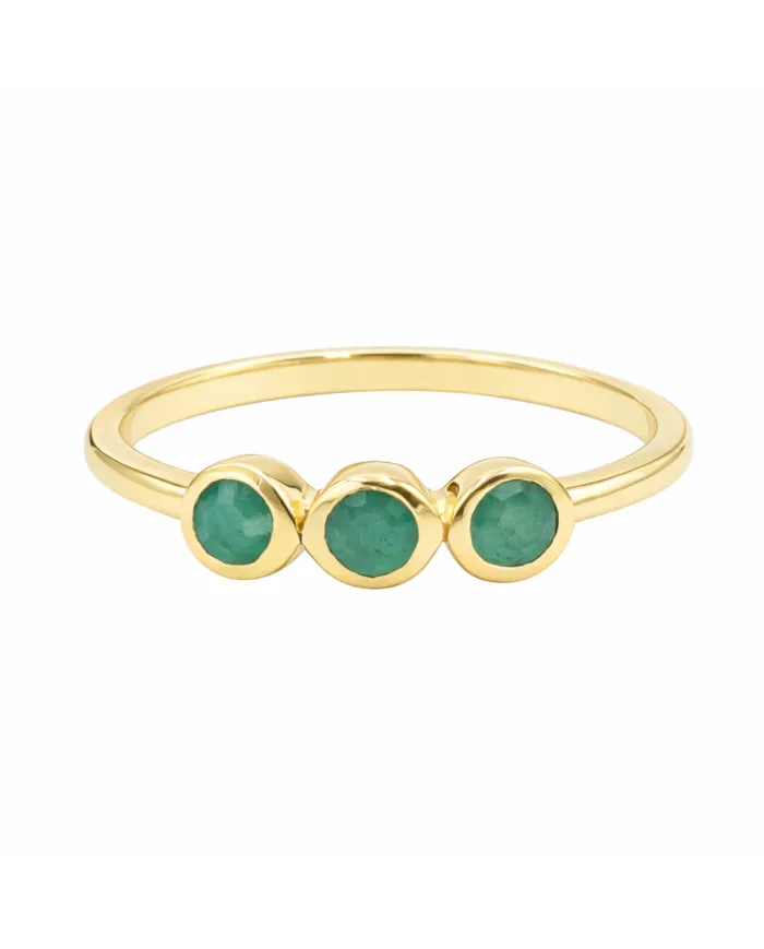 18K Gold Plated Emerald Ring, Half Eternity Band 925 Silver Jewelry