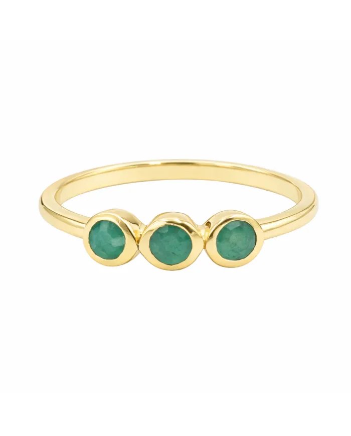 Emerald Gemstone Half Eternity Band Ring - 925 Silver Gold Plated Jewelry