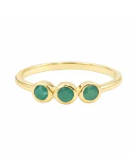 18K Gold Plated Emerald Ring, Half Eternity Band 925 Silver Jewelry