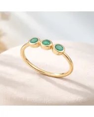 Emerald Gemstone Half Eternity Band Ring - 925 Silver Gold Plated Jewelry
